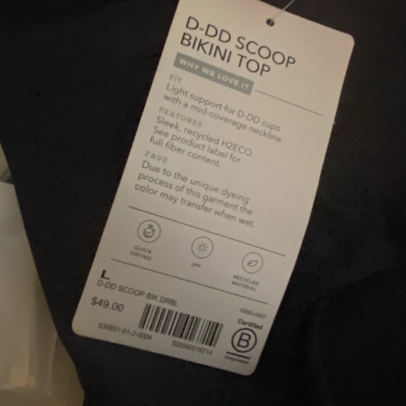 💙 Athleta Scoop Bikini Top D-DD // dress blue #530951 - Picture 6 of 7